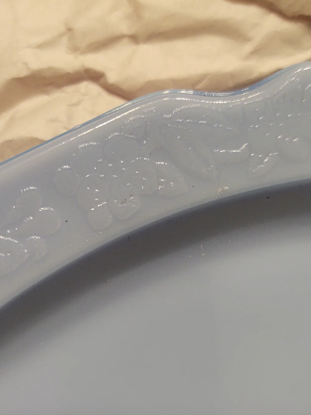 Vintage Jeanette Glass Delphite Blue Tray In Cherry Blossom Pattern